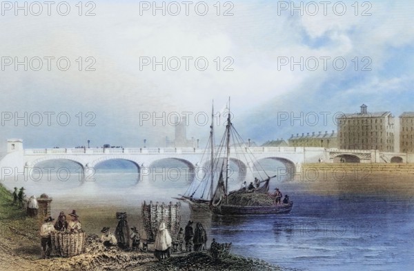 Wellesley Bridge. Limerick. Ireland. from The Scenery and Antiquities of Ireland. 1841. digital reproduction of a historical original