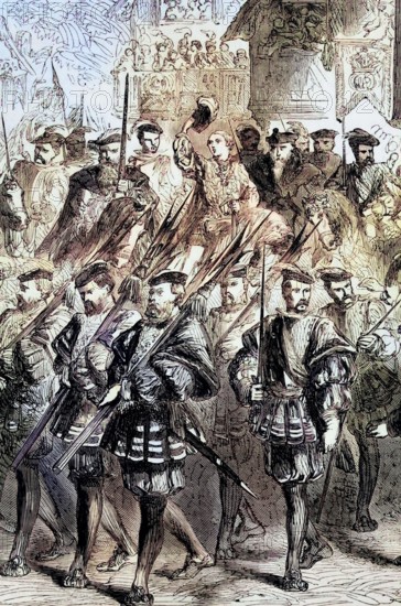 Edward VI (1537–1553). King of England and Ireland. enters London. The son of Henry VIII and Jane Seymour. he was crowned on February 20. 1536. at the age of nine and reigned until his death. England. digital reproduction of a historical original.