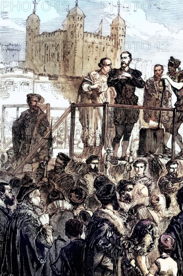 The execution of the Duke of Northumberland. 22 August 1553 on Tower Hill. London. England. digital reproduction of a historical original