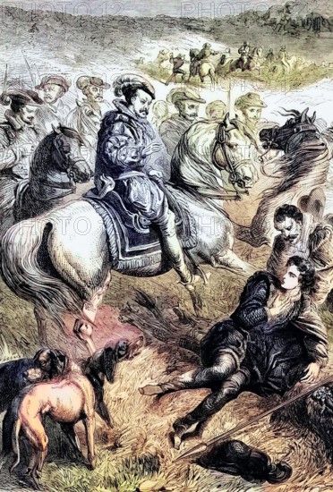 Robert Carr. 1st Earl of Somerset. was a favorite of James I who broke his leg in 1606 during a wrestling match attended by the king. Carr's later influence was so great that in 1610 he played a key role in persuading the king to dissolve Parliament. England. digital reproduction of a historical original.