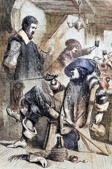Hugh Macmahon reveals to Owen O'Connolly the plan for the 1641 rebellion. which included the capture of Dublin Castle and its 10,000-gun arsenal. and the defense of the castle until other insurgents arrived. O'Connolly. in turn. revealed the plan to William Parsons. one of the judges of the House of Lords. and reported on the impending plan to destroy Ireland. Digital reproduction of a historical original.