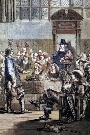 Cromwell proposed the Self-Denying Ordinance. a bill introduced on December 9. 1644. to deprive members of the English Parliament of command of the army or navy during the English Civil War. England. digital reproduction of a historical original