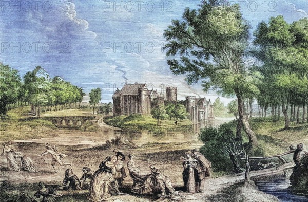 Elewijt Castle. also known as Chateau De Steene in Elewijt. Belgium. was owned by Pieter Paul Rubens from 1635 until his death in 1640. Rubens was a Flemish Baroque painter. digital reproduction of a historical original.