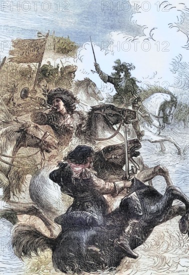 William III at the Battle of the Boyne in County Meath. Ireland. on 11 July 1690. England. digital reproduction of a historical original