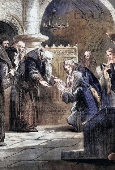 James II of England (14 October 1633 to 16 September 1701) spent his last years as a strict penitent in La Trappe. a monastery in Soligny-La-Trappe. Orne. France. digital reproduction of a historical original