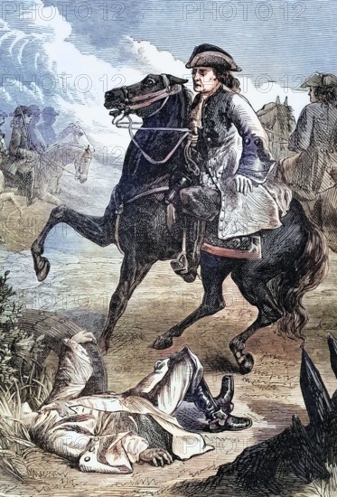 The 1st Duke of Marlborough narrowly escapes the War of the Spanish Succession in 1706. Spain. digital reproduction of a historical original