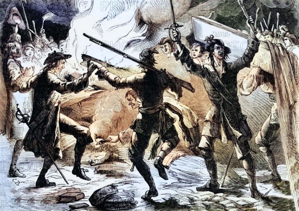 In March 1710. the London mob cheered and applauded Dr. Henry Sacheverell. who was on trial for having delivered a seditious and treasonous sermon on Guy Fawkes Day the previous November. England. digital reproduction of a historical original