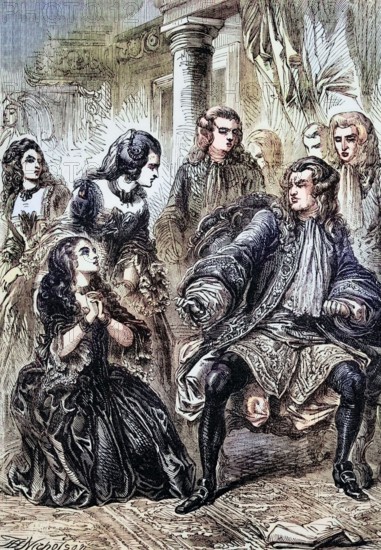 The Countess begs King George I for the life of her husband. James Radclyffe. 3rd Earl of Derwentwater. an English Jacobite who was executed for high treason the following year. England. digital reproduction of a historical original