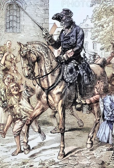 Frederick II. King of Prussia (1772–1786). best known as a brilliant military leader and organizer of the Prussian armies; known as Frederick the Great. Prussia. digital reproduction of a historical original