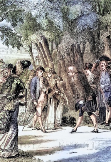 In 1788. George III and Queen Charlotte came to the Pittville Pump Room in Cheltenham. Gloucestershire. England. for treatment. digital reproduction of a historical original