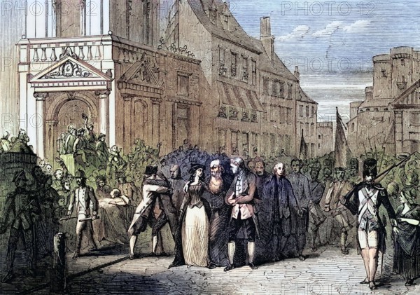 The first day of freedom after the storming of the Bastille in Paris. France. on the morning of July 14. 1789. digital reproduction of a historical original