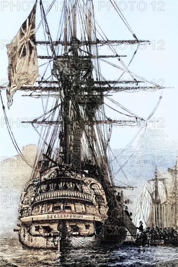After his defeat at Waterloo and his escape to America. which was blocked by a blockade. Napoleon arrived in Rochefort. a port at the mouth of the Charente in southwest France. aboard HMS Bellerophon. to finally surrender to the British in July 1815. digital reproduction of a historical original