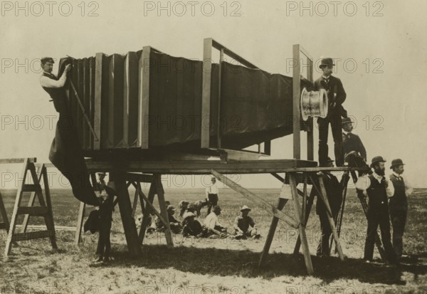 George R. Lawrence filming with the Mammoth camera