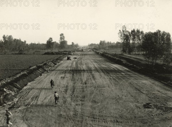 Highway construction work near Milan