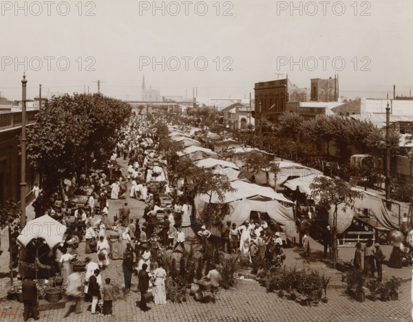 Market on a street in Buenos Aires. 
	
		1910-1940