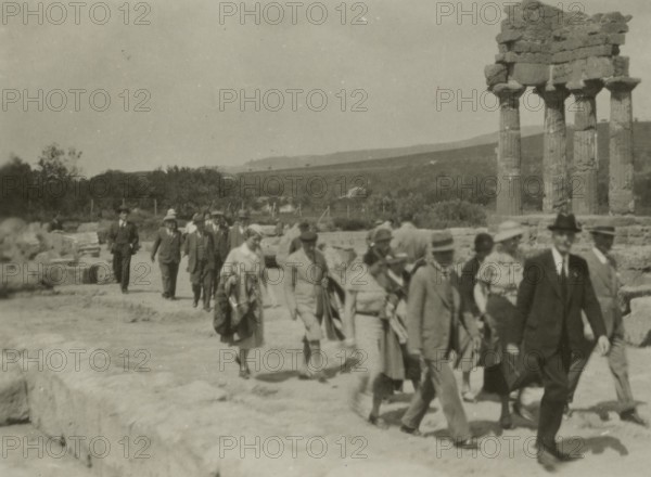 Visiting the Valley of the Temples in Agrigento. 
	
		1924