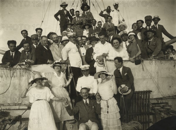 Members of the Touring Club Italiano  on the destroyer in Rhodes. 
	
		1929