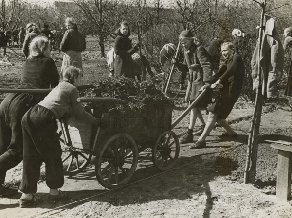 Boys working on farms during World War II in Berlin. 
	
		1940-1945