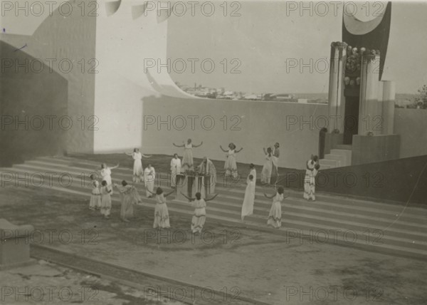 Performance of Antigone at the Greek Theatre of Syracuse. 
	
		1924