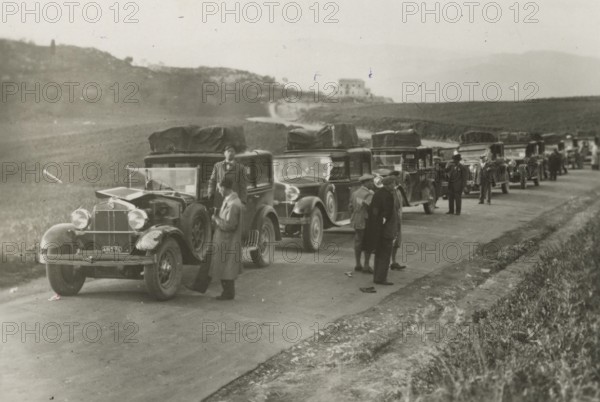 Parked trucks. 1924