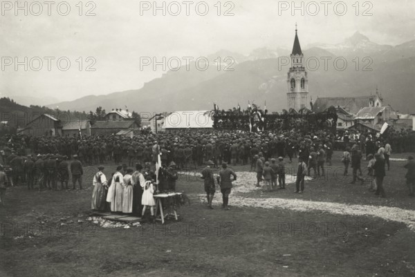 Touring Club  Members  welcomed to Cortina d'Ampezzo. 1919