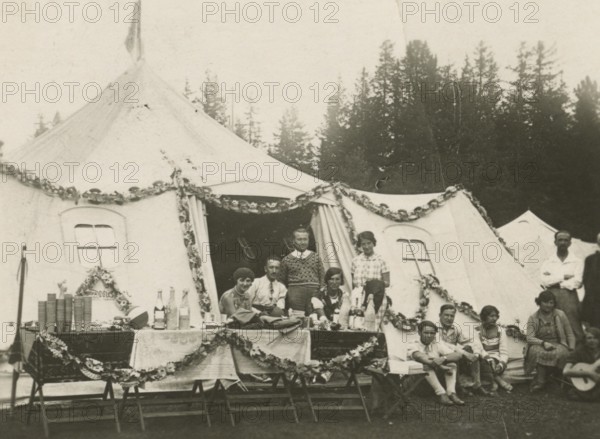 IX Touring Club Italiano Campsite in the Brenta Group: an outdoor lunch. 1930