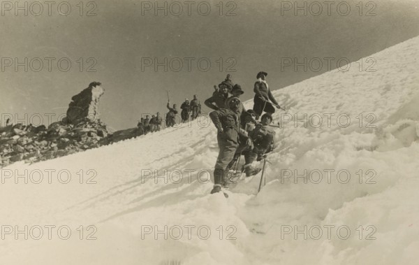 Roped party on the summit of Gran Paradiso. 1933