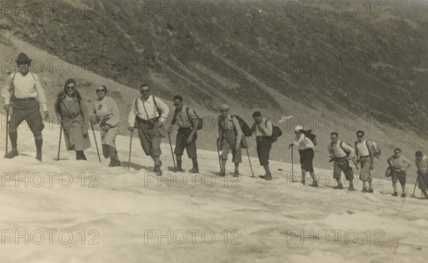 Hikers on the slopes of Gran Paradiso. 1933