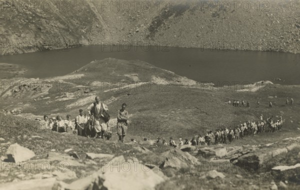 Hikers at the Nivolet lakes. 1933
