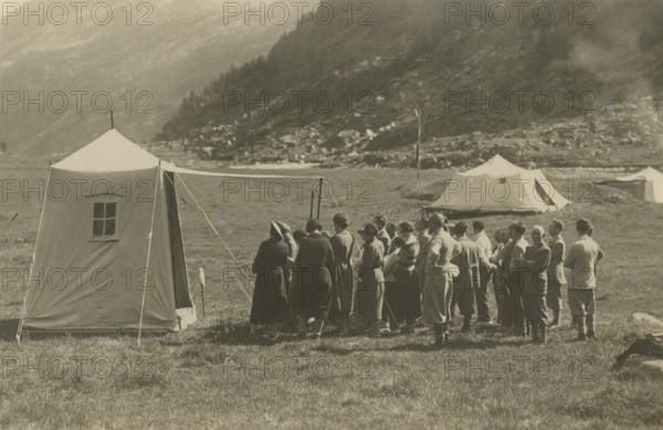 XII Touring Club Italiano Campsite in Valsaverenche: the camp mass. 1933