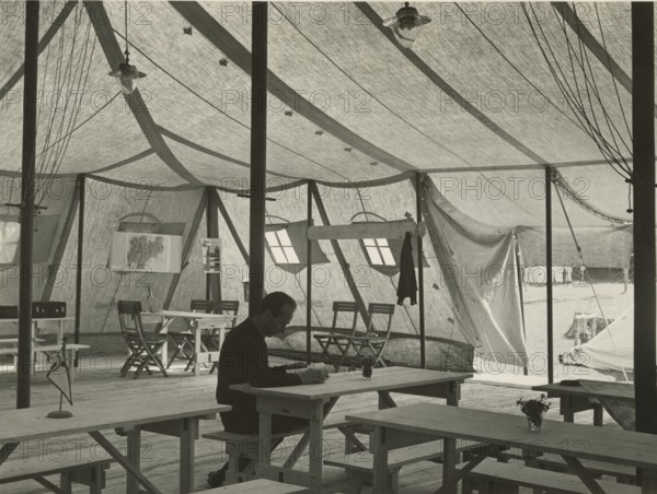 Touring Club campsite at the Pale di San Martino: inside the tent - living room. 1951