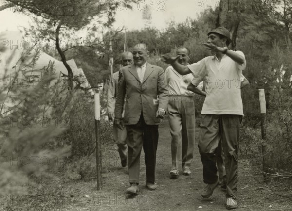 Touring Club campsite on the Tremiti Islands: President Chiodi visits on inauguration day. 1958