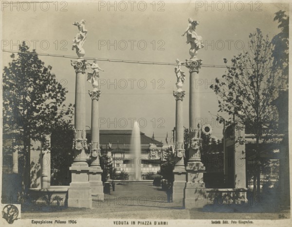 Milan Exhibition 1906: View of the Piazza d'Armi. 1906