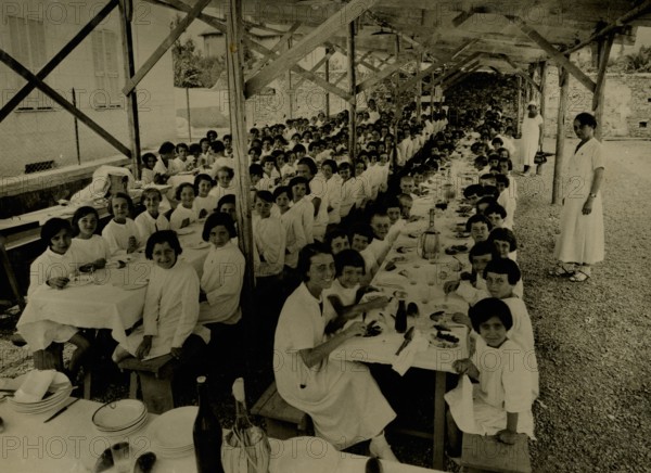 The open-air refectory of the Arnaldo Mussolini seaside colony