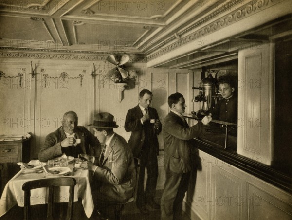 The third-class bar on the ocean liner Giulio Cesare