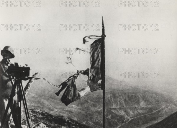 The Italian flag on Monte Santo.