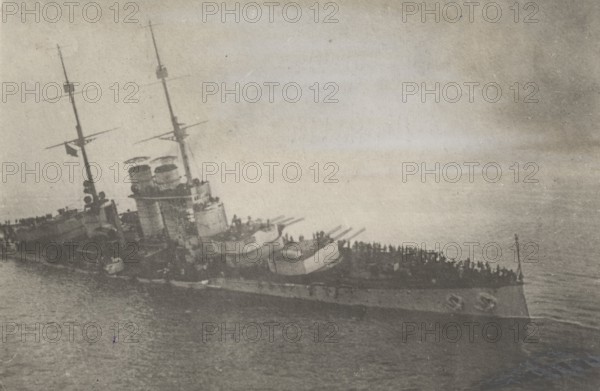 The sinking of the Austrian battleship S. Stefano off the island of Premuda.