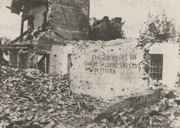 Buildings hit by bombing.