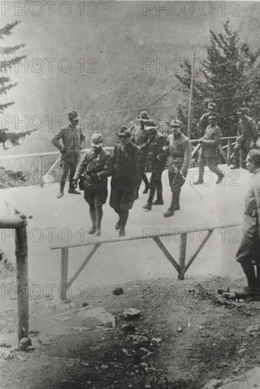 The Austrian plenipotentiaries are led to an Italian Command for the armistice negotiations.