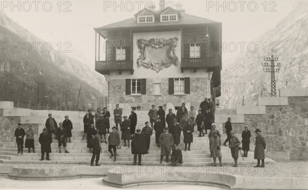 Members of the Touring Club Italiano  at the Cadarese power plant. 
	
		1931