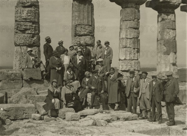 Group portrait at the Valley of the Temples in Agrigento. 
	
		1924