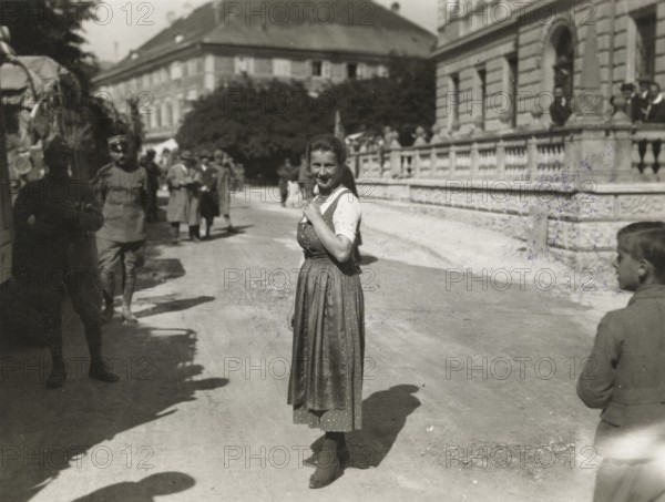 Woman in Tyrolean dress. 
	
		1919