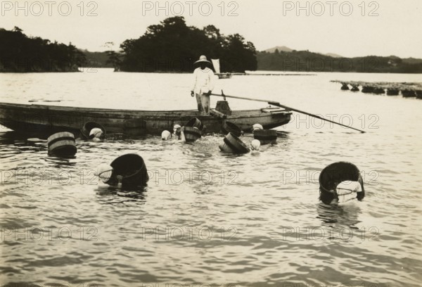 Pearl oyster fishing in Ago Bay, Japan. 
	
		1940-1960