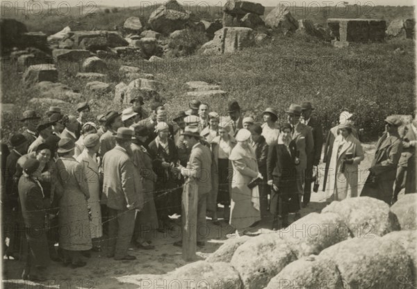 Remains of a telamon in the Valley of the Temples in Agrigento. 1924