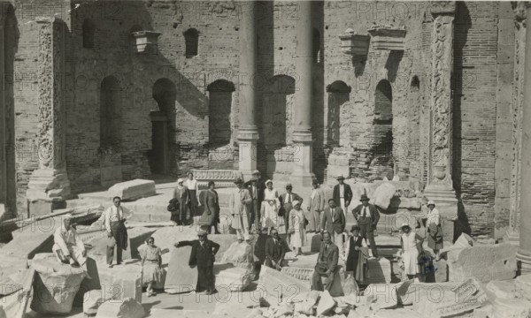 Excursionists in the Basilica of the Severi in Leptis Magna. 1931