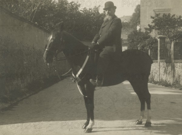 Federico Johnson on horseback in Acqui Terme. ca. 1915