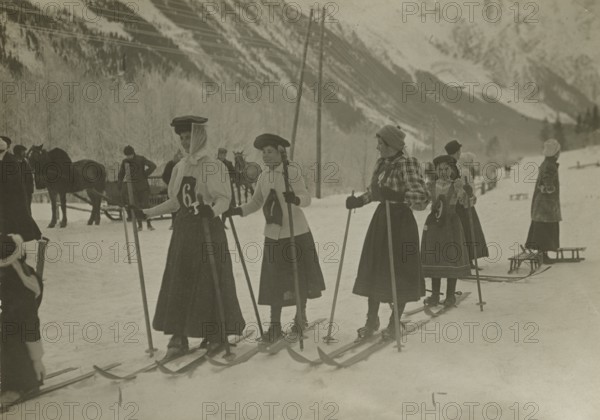Skaters racing in Chamonix. 1911