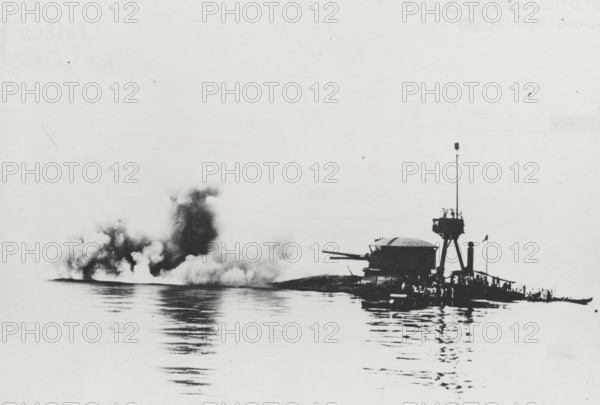 Navy monitor in action on the Piave.