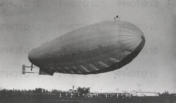 The airship M. 10 leaves for a bombing raid.