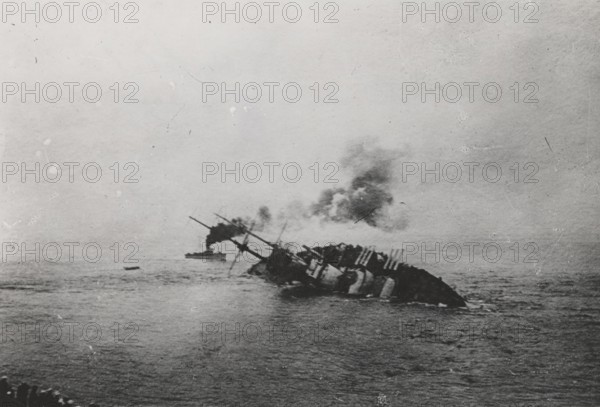 The sinking of the Austrian battleship S. Stefano off the island of Premuda.